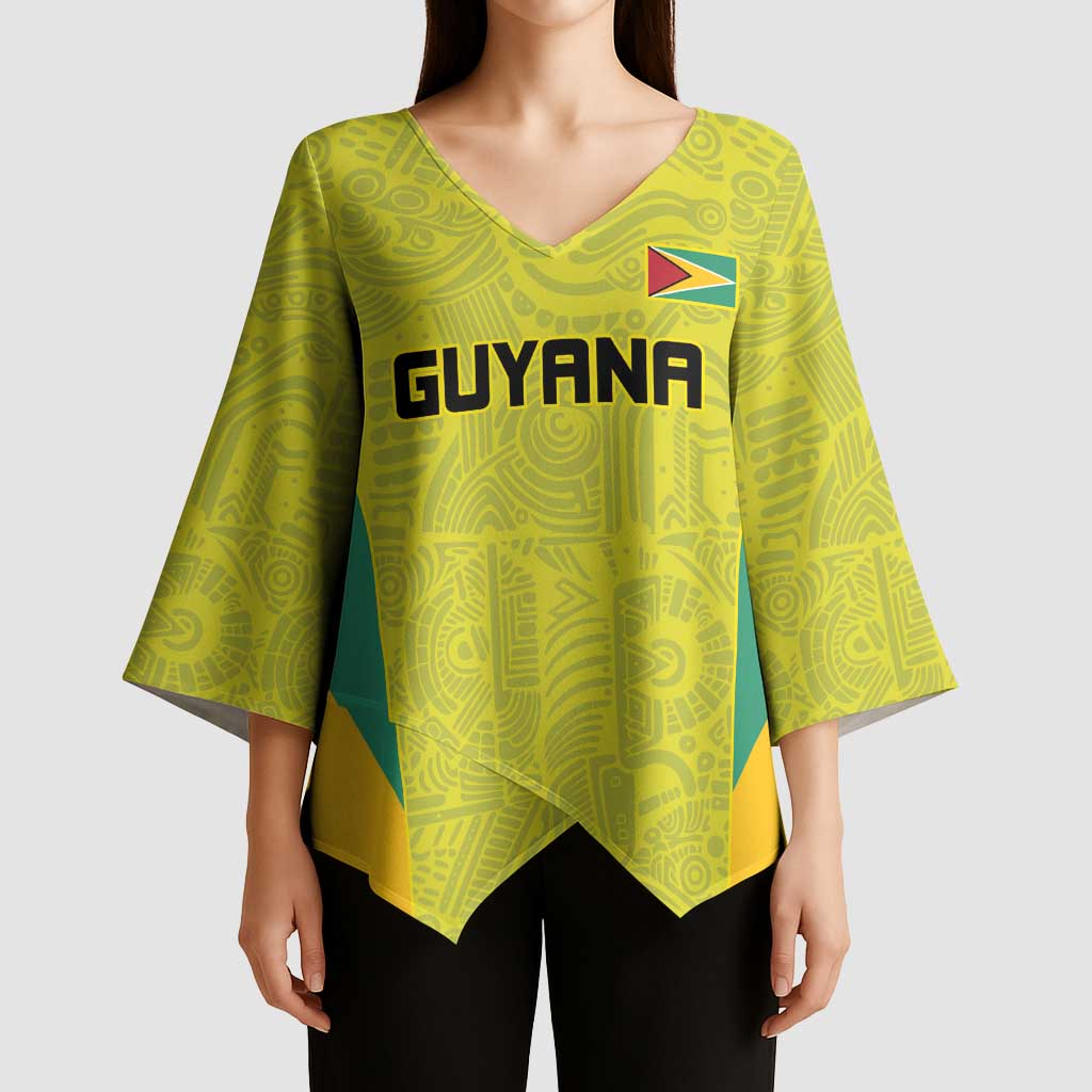Golden Jaguars Football Custom Kimono Sleeve Blouse Proud of Guyana - Wonder Print Shop