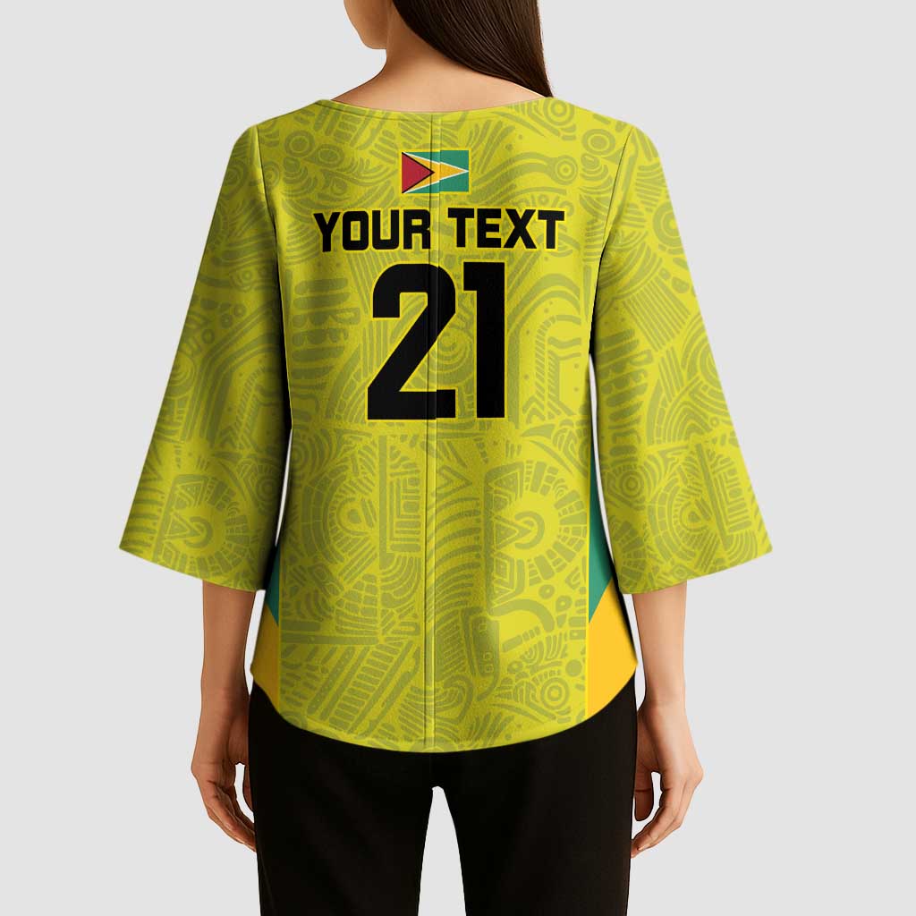 Golden Jaguars Football Custom Kimono Sleeve Blouse Proud of Guyana - Wonder Print Shop