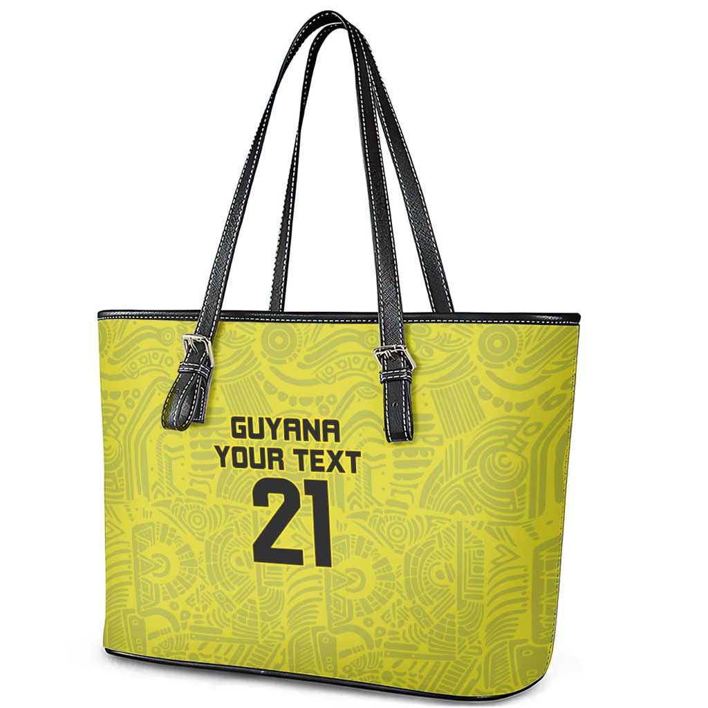 Golden Jaguars Football Custom Leather Tote Bag Proud of Guyana - Wonder Print Shop