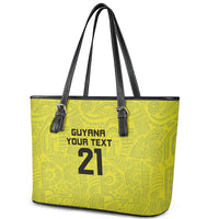Golden Jaguars Football Custom Leather Tote Bag Proud of Guyana - Wonder Print Shop