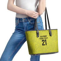 Golden Jaguars Football Custom Leather Tote Bag Proud of Guyana - Wonder Print Shop
