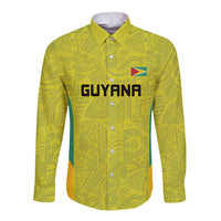 Golden Jaguars Football Custom Long Sleeve Button Shirt Proud of Guyana - Wonder Print Shop