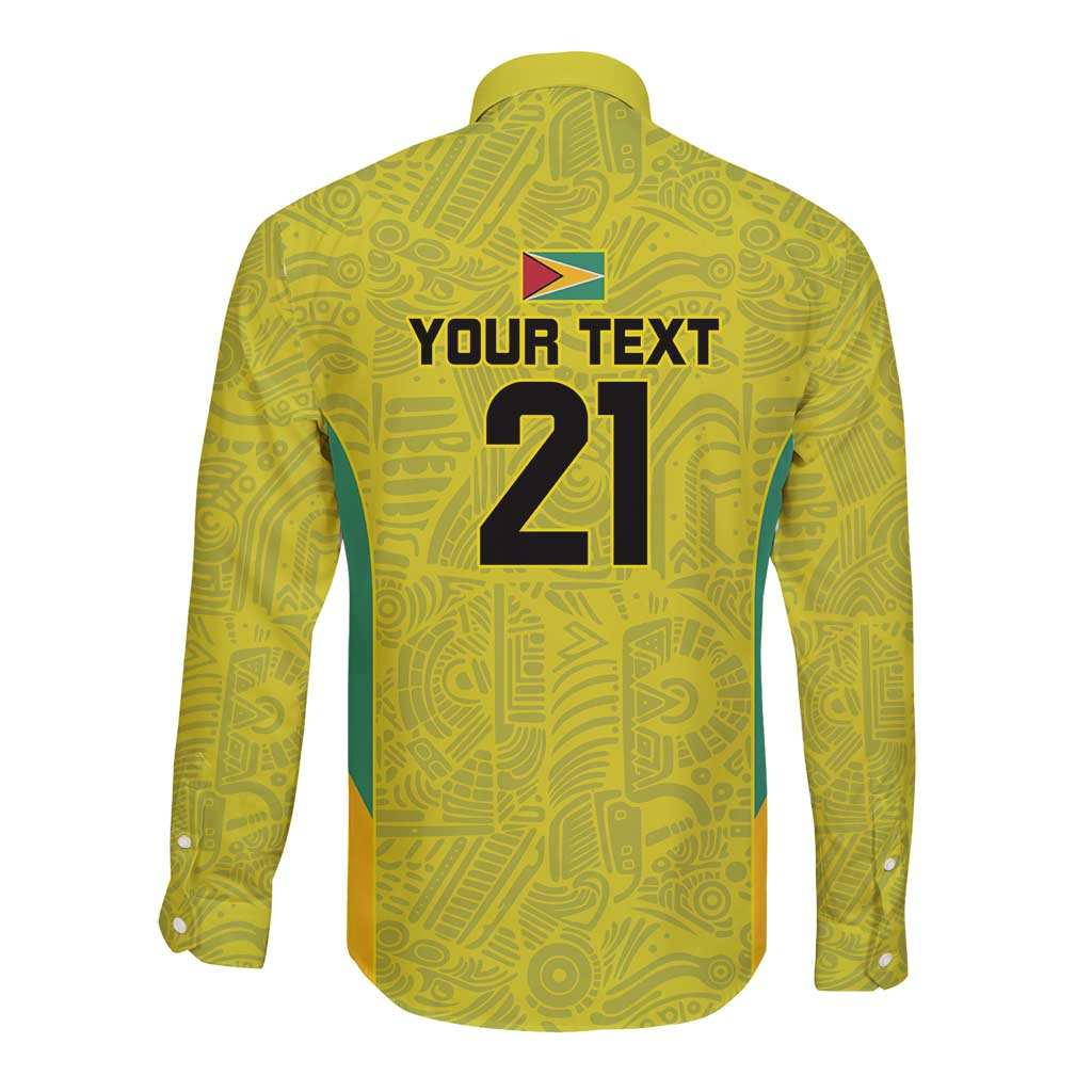 Golden Jaguars Football Custom Long Sleeve Button Shirt Proud of Guyana - Wonder Print Shop