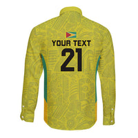 Golden Jaguars Football Custom Long Sleeve Button Shirt Proud of Guyana - Wonder Print Shop
