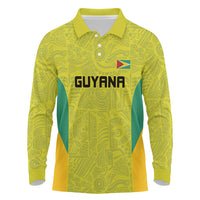 Golden Jaguars Football Custom Long Sleeve Polo Shirt Proud of Guyana - Wonder Print Shop
