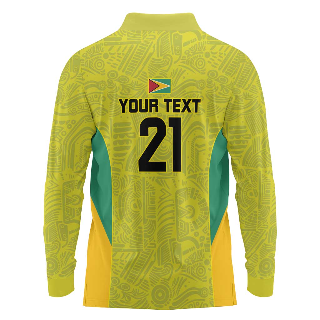 Golden Jaguars Football Custom Long Sleeve Polo Shirt Proud of Guyana - Wonder Print Shop