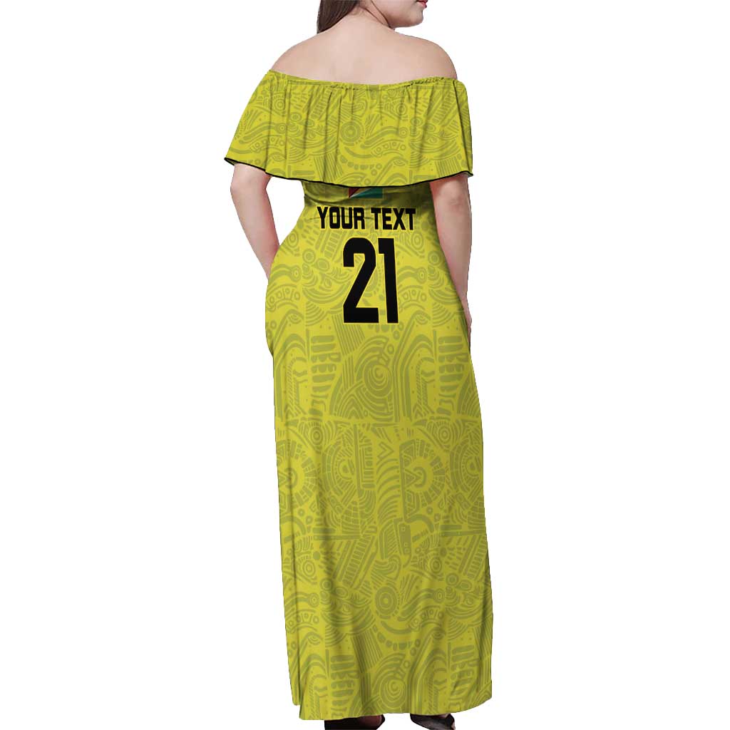 Golden Jaguars Football Custom Off Shoulder Maxi Dress Proud of Guyana - Wonder Print Shop
