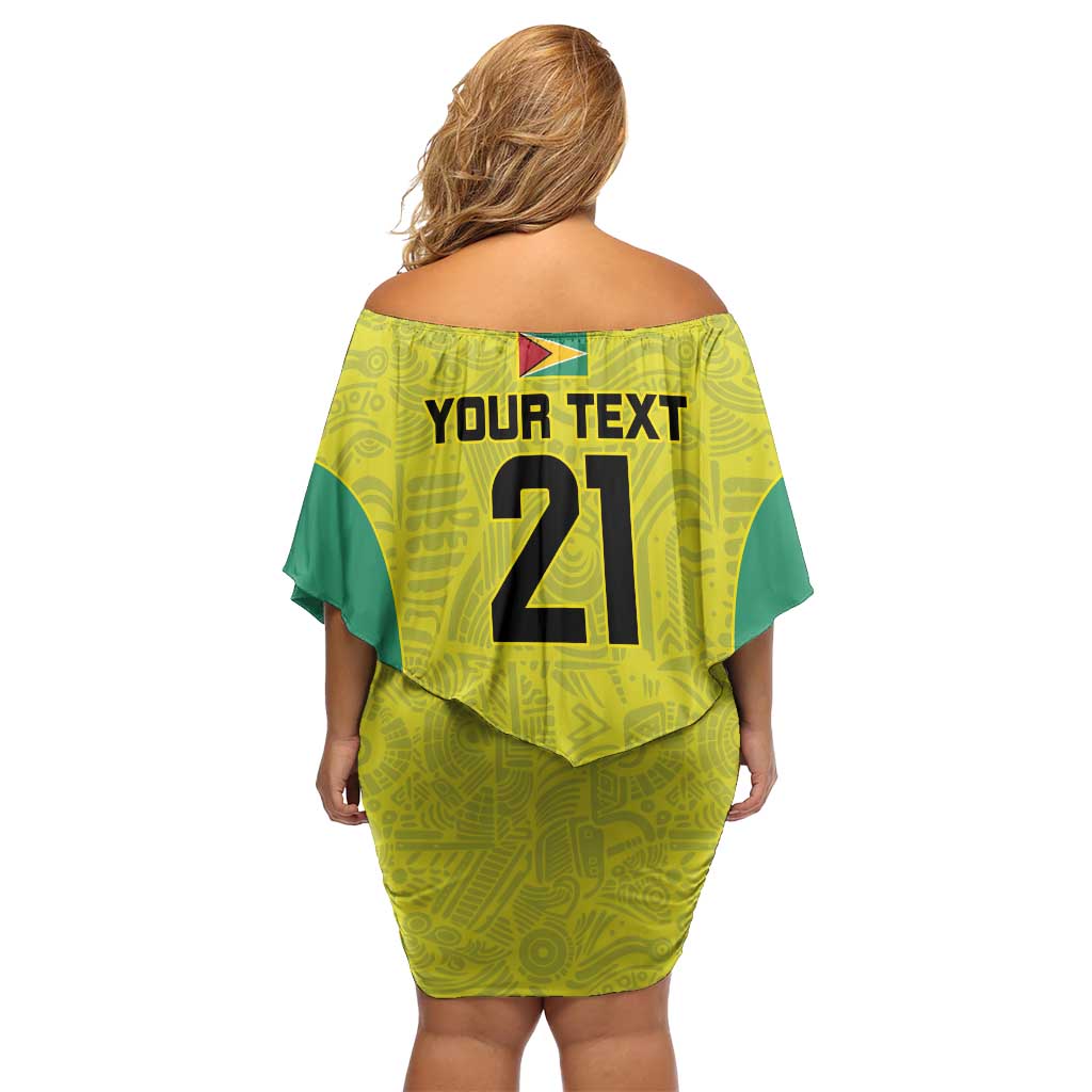 Golden Jaguars Football Custom Off Shoulder Short Dress Proud of Guyana - Wonder Print Shop