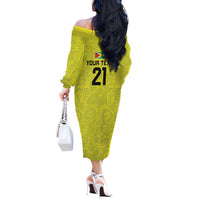 Golden Jaguars Football Custom Off The Shoulder Long Sleeve Dress Proud of Guyana - Wonder Print Shop