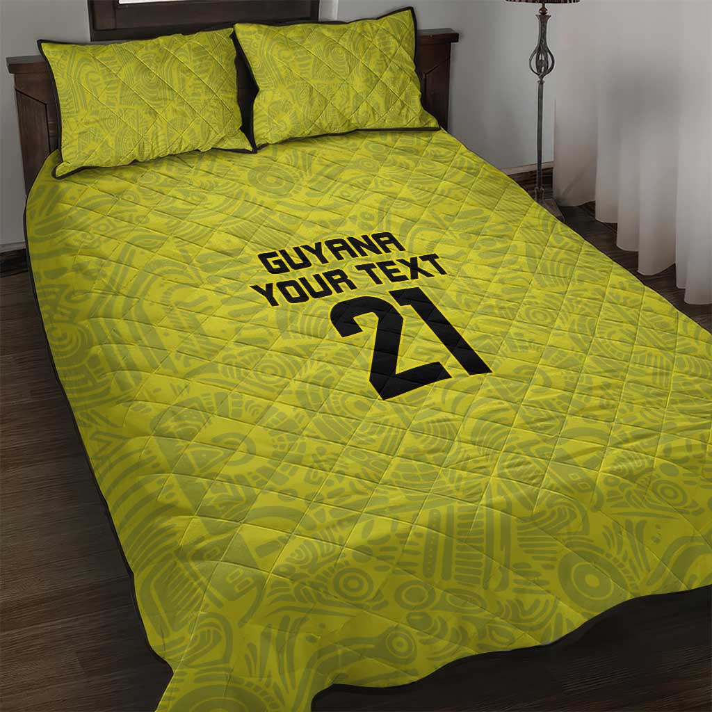 Golden Jaguars Football Custom Quilt Bed Set Proud of Guyana - Wonder Print Shop
