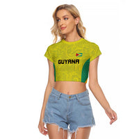 Golden Jaguars Football Custom Raglan Cropped T Shirt Proud of Guyana - Wonder Print Shop