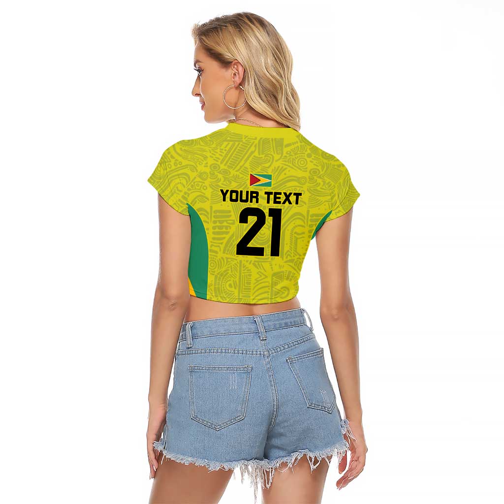 Golden Jaguars Football Custom Raglan Cropped T Shirt Proud of Guyana - Wonder Print Shop
