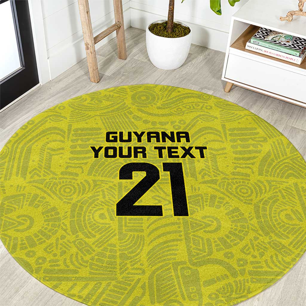Golden Jaguars Football Custom Round Carpet Proud of Guyana - Wonder Print Shop
