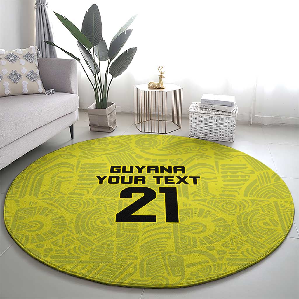 Golden Jaguars Football Custom Round Carpet Proud of Guyana - Wonder Print Shop