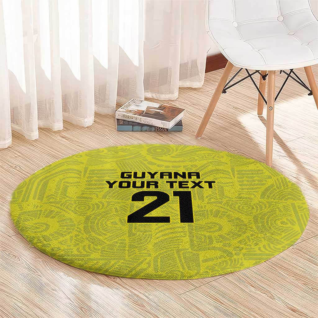 Golden Jaguars Football Custom Round Carpet Proud of Guyana - Wonder Print Shop