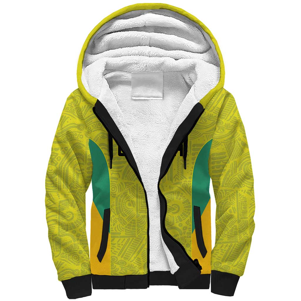 Golden Jaguars Football Custom Sherpa Hoodie Proud of Guyana - Wonder Print Shop