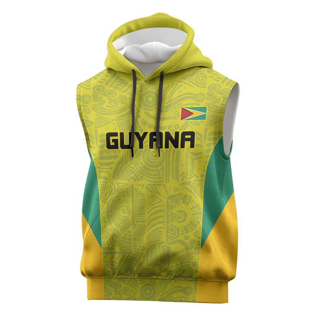 Golden Jaguars Football Custom Sleeveless Hoodie Proud of Guyana - Wonder Print Shop