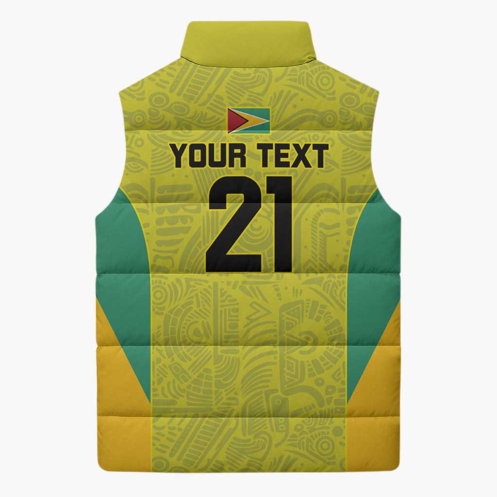Golden Jaguars Football Custom Sleeveless Puffer Jacket Proud of Guyana - Wonder Print Shop