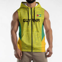 Golden Jaguars Football Custom Sleeveless Zip Hoodie Proud of Guyana - Wonder Print Shop