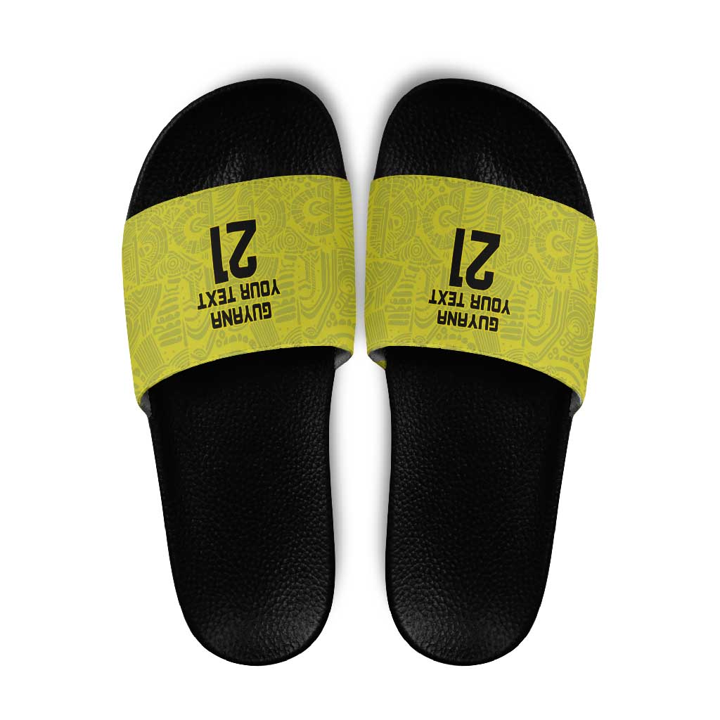 Golden Jaguars Football Custom Slide Sandals Proud of Guyana - Wonder Print Shop