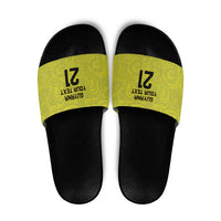 Golden Jaguars Football Custom Slide Sandals Proud of Guyana - Wonder Print Shop