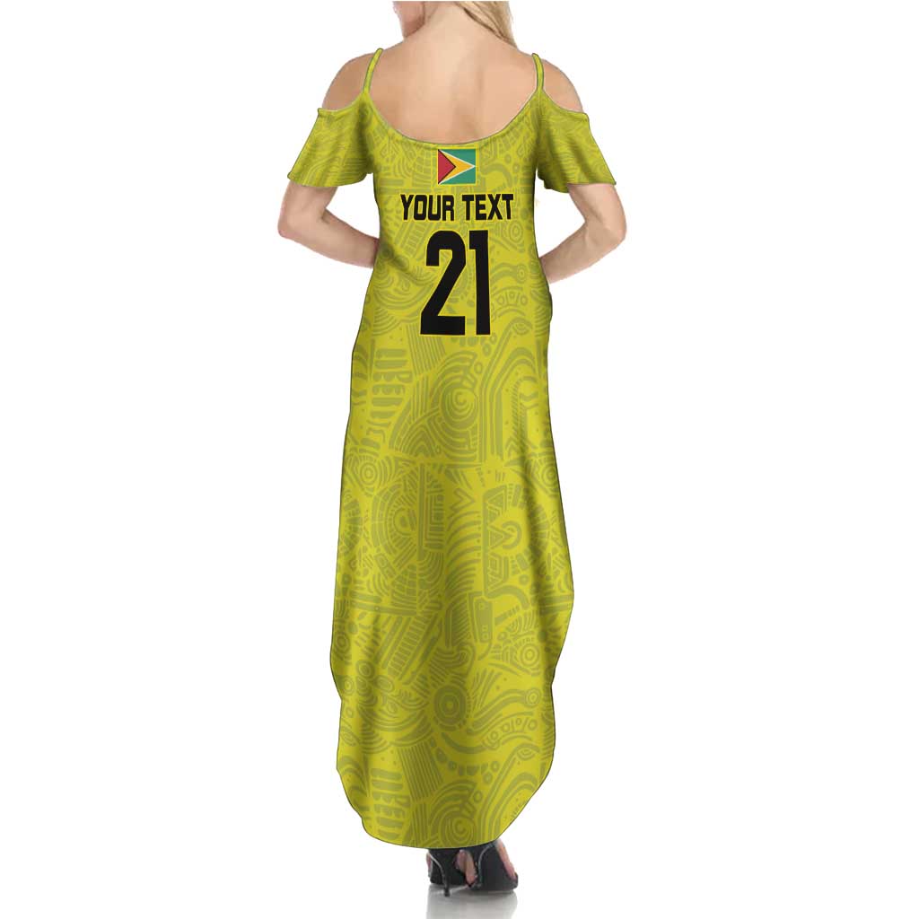 Golden Jaguars Football Custom Summer Maxi Dress Proud of Guyana - Wonder Print Shop