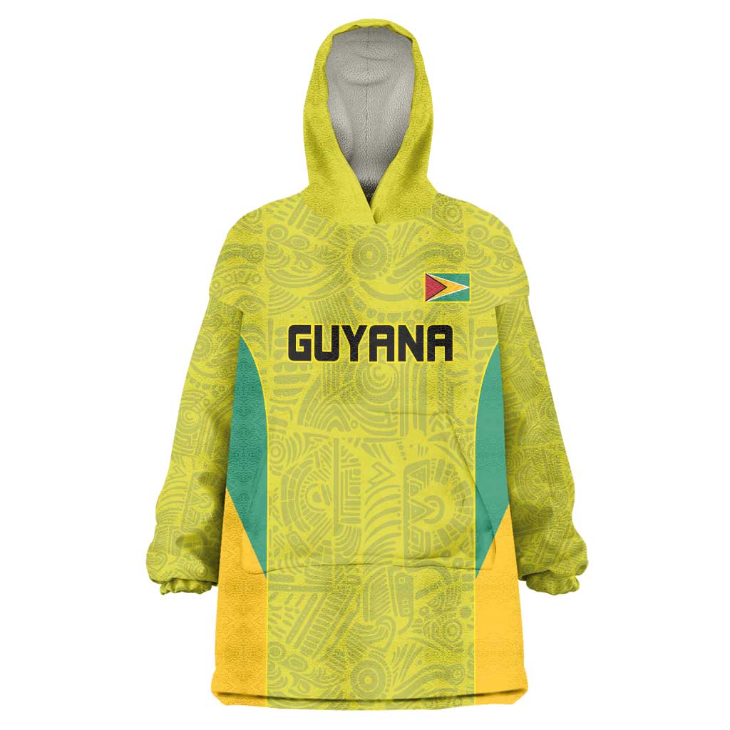 Golden Jaguars Football Custom Wearable Blanket Hoodie Proud of Guyana - Wonder Print Shop