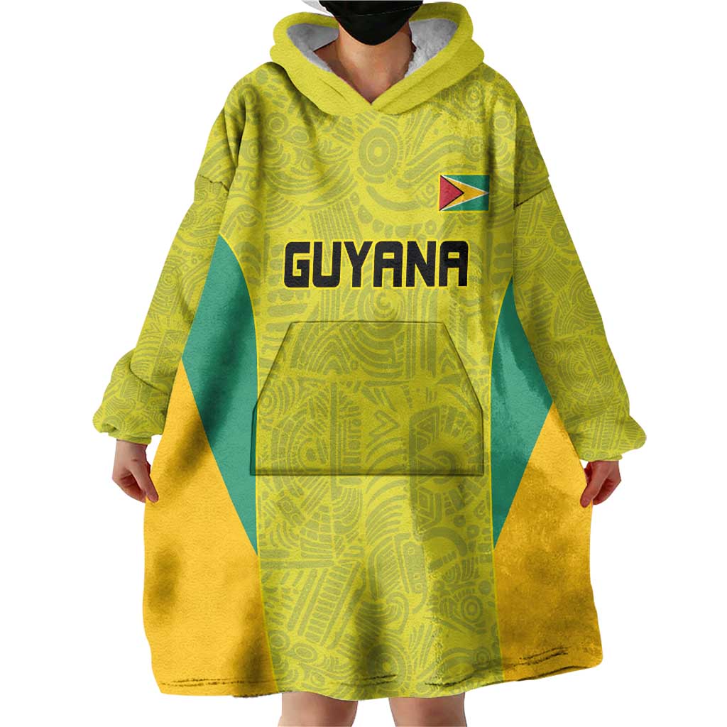 Golden Jaguars Football Custom Wearable Blanket Hoodie Proud of Guyana - Wonder Print Shop