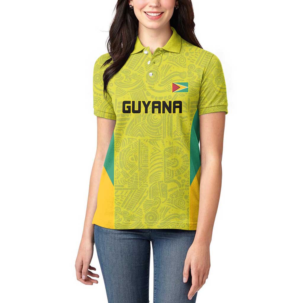Golden Jaguars Football Custom Women Polo Shirt Proud of Guyana - Wonder Print Shop
