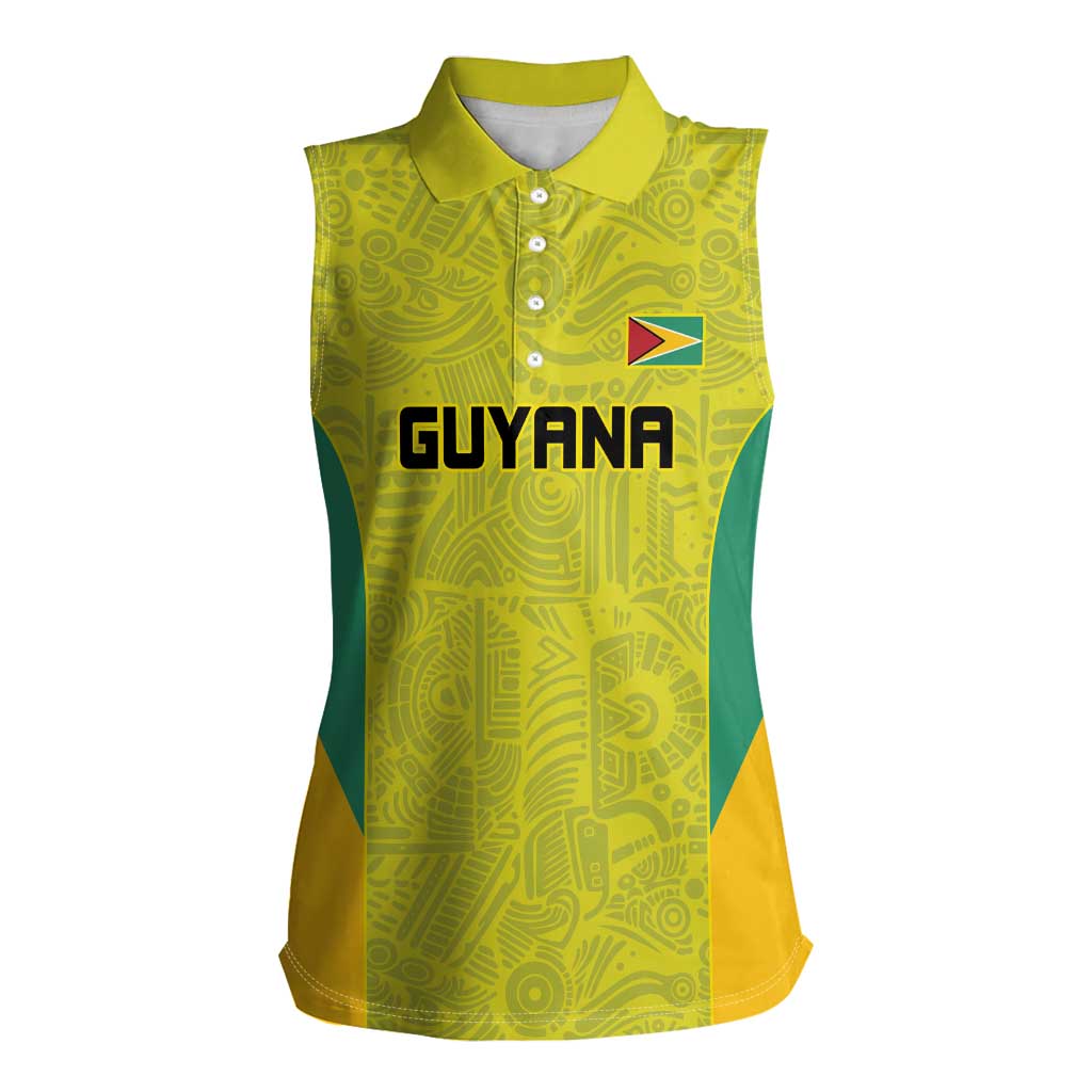 Golden Jaguars Football Custom Women Sleeveless Polo Shirt Proud of Guyana - Wonder Print Shop