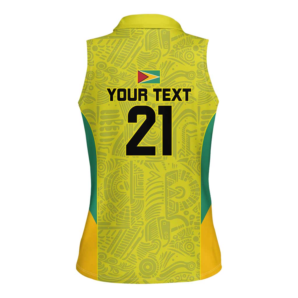 Golden Jaguars Football Custom Women Sleeveless Polo Shirt Proud of Guyana - Wonder Print Shop