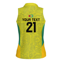 Golden Jaguars Football Custom Women Sleeveless Polo Shirt Proud of Guyana - Wonder Print Shop