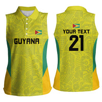 Golden Jaguars Football Custom Women Sleeveless Polo Shirt Proud of Guyana - Wonder Print Shop