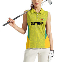 Golden Jaguars Football Custom Women Sleeveless Polo Shirt Proud of Guyana - Wonder Print Shop