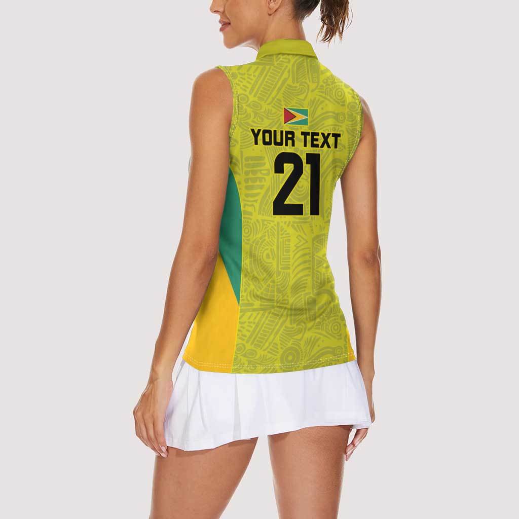 Golden Jaguars Football Custom Women Sleeveless Polo Shirt Proud of Guyana - Wonder Print Shop