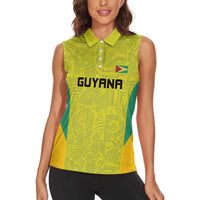 Golden Jaguars Football Custom Women Sleeveless Polo Shirt Proud of Guyana - Wonder Print Shop