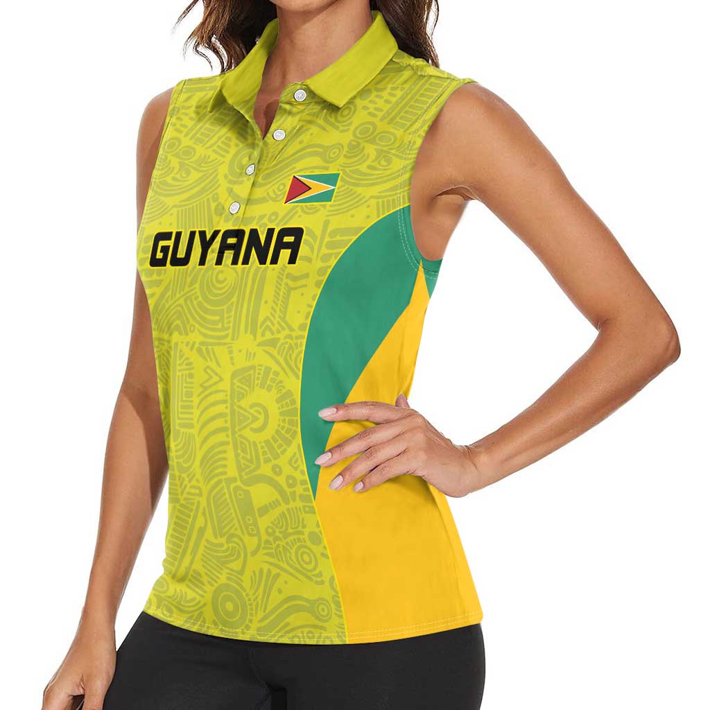Golden Jaguars Football Custom Women Sleeveless Polo Shirt Proud of Guyana - Wonder Print Shop
