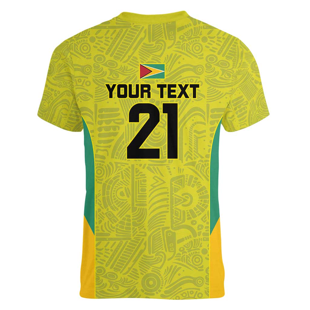 Golden Jaguars Football Custom Women V-Neck T-Shirt Proud of Guyana - Wonder Print Shop