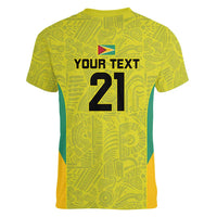 Golden Jaguars Football Custom Women V-Neck T-Shirt Proud of Guyana - Wonder Print Shop