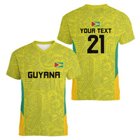 Golden Jaguars Football Custom Women V-Neck T-Shirt Proud of Guyana - Wonder Print Shop
