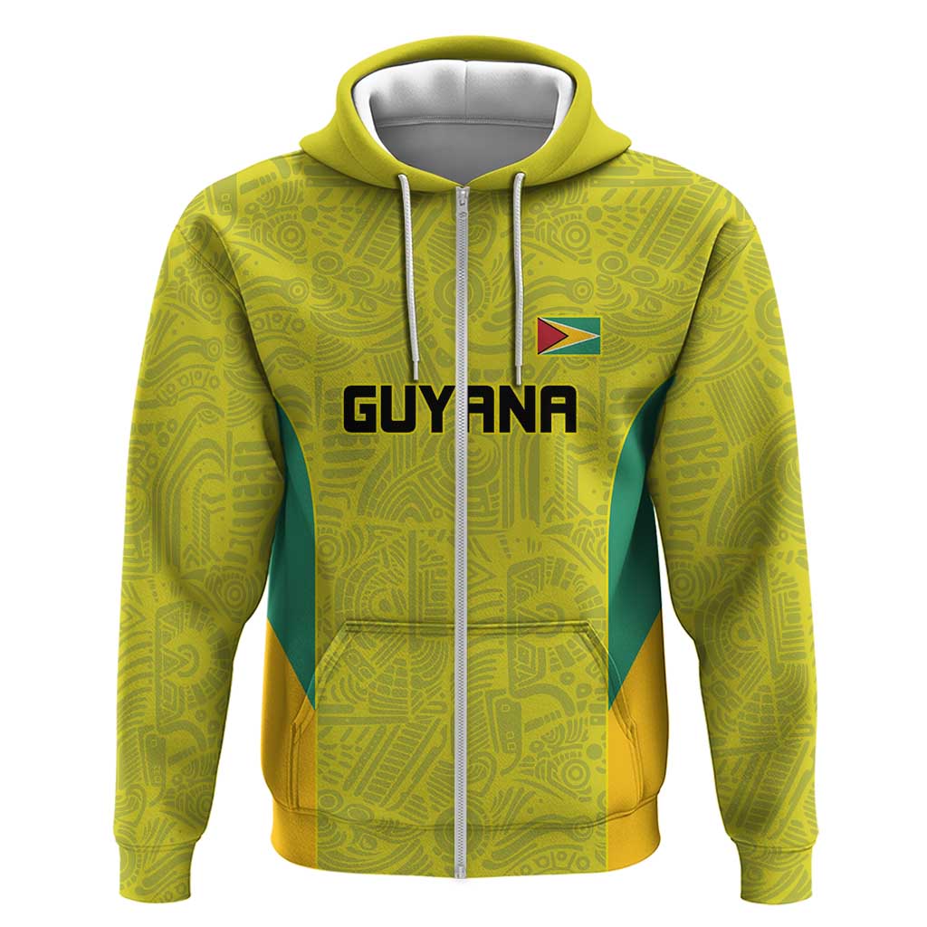 Golden Jaguars Football Custom Zip Hoodie Proud of Guyana - Wonder Print Shop