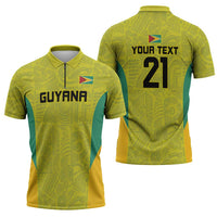 Golden Jaguars Football Custom Zipper Polo Shirt Proud of Guyana - Wonder Print Shop