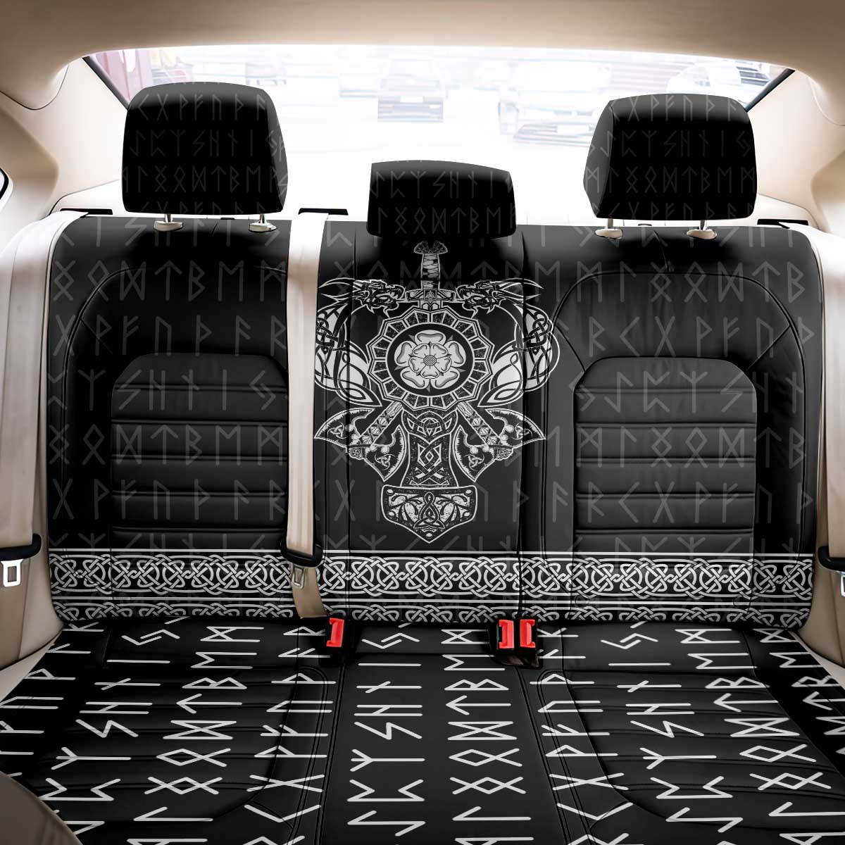Vikings from Yorkshire Back Car Seat Cover Black Spirit of Jorvik - Wonder Print Shop