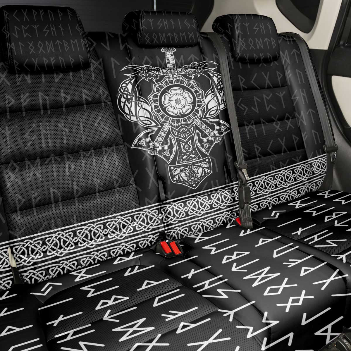 Vikings from Yorkshire Back Car Seat Cover Black Spirit of Jorvik - Wonder Print Shop