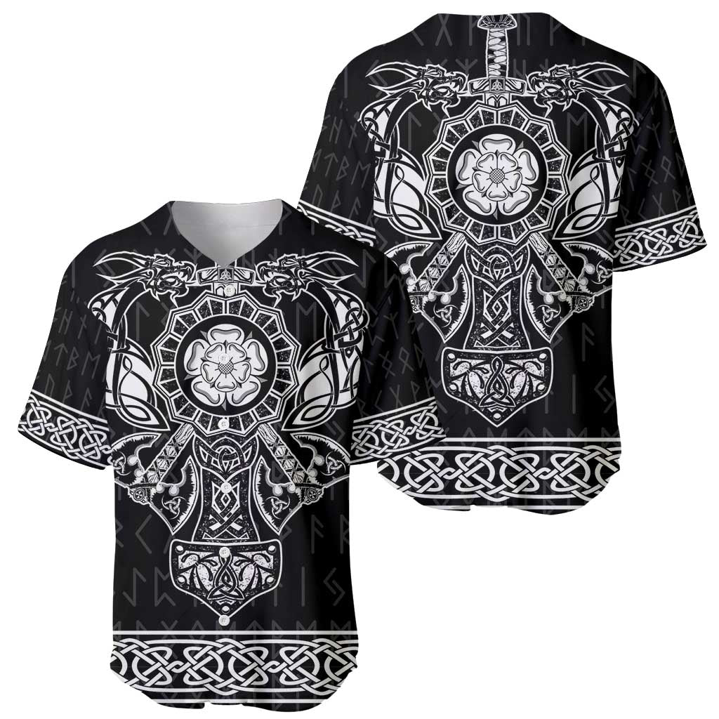 Vikings from Yorkshire Baseball Jersey Black Spirit of Jorvik - Wonder Print Shop