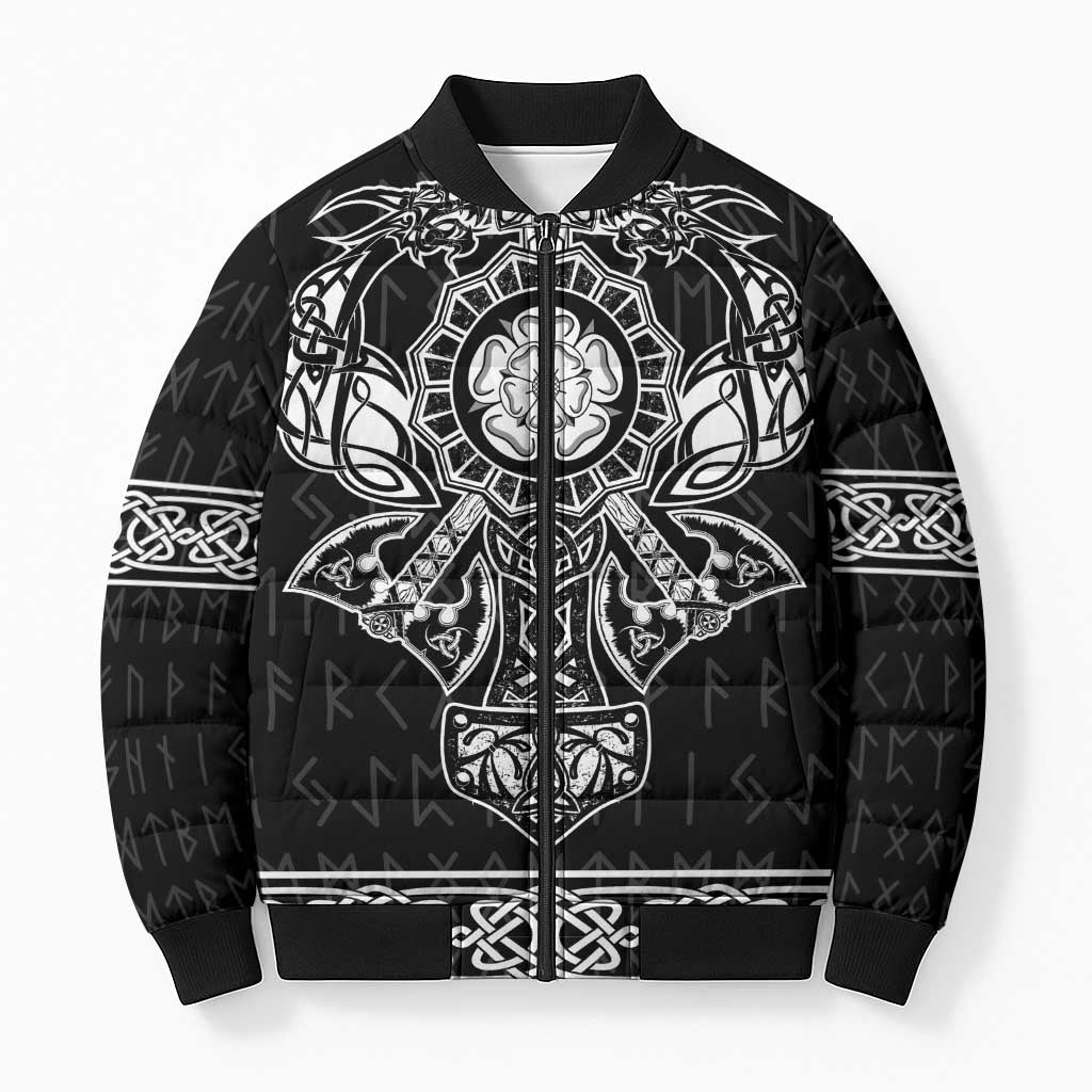 Vikings from Yorkshire Bomber Puffer Jacket Black Spirit of Jorvik - Wonder Print Shop