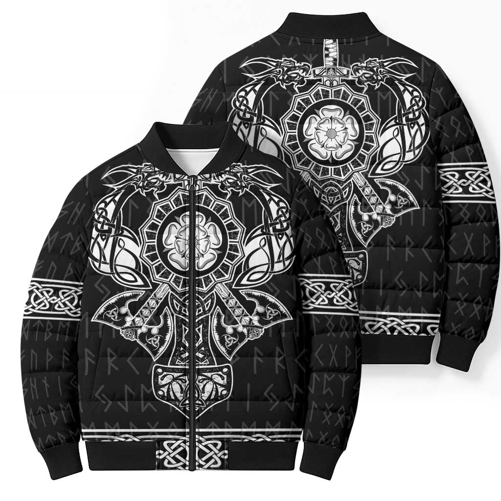 Vikings from Yorkshire Bomber Puffer Jacket Black Spirit of Jorvik - Wonder Print Shop