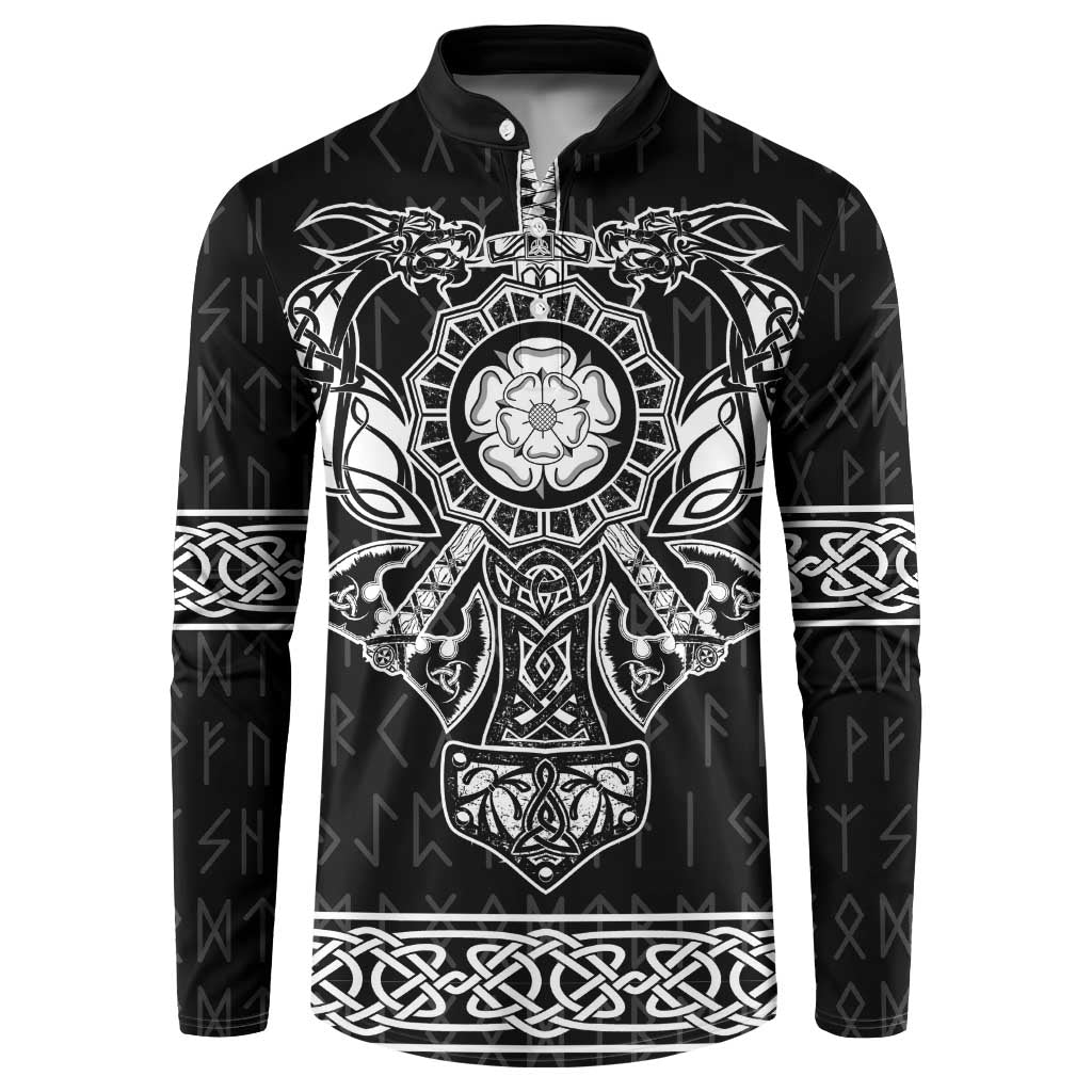 Vikings from Yorkshire Button Sweatshirt Black Spirit of Jorvik - Wonder Print Shop