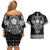 Vikings from Yorkshire Couples Matching Off Shoulder Short Dress and Hawaiian Shirt Black Spirit of Jorvik - Wonder Print Shop