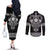 Vikings from Yorkshire Couples Matching Off The Shoulder Long Sleeve Dress and Long Sleeve Button Shirt Black Spirit of Jorvik - Wonder Print Shop